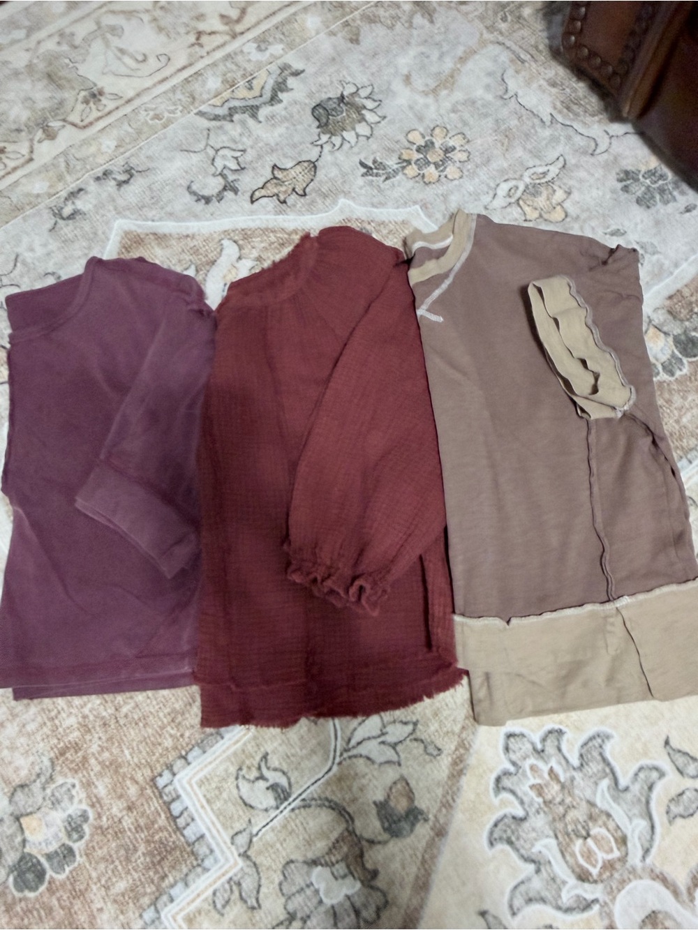 SHEIN Mauve Button-Front Long Sleeve Top